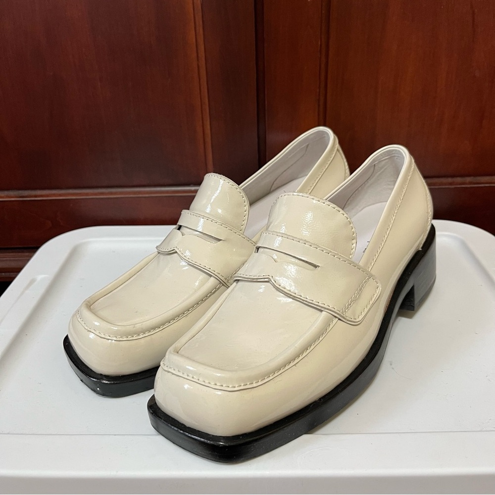 Jeffrey Campbell White Patent Leather Loafers